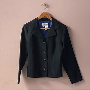 Vintage Betsy Lauren Petite Black PinStriped Blazer Size 6P EUC